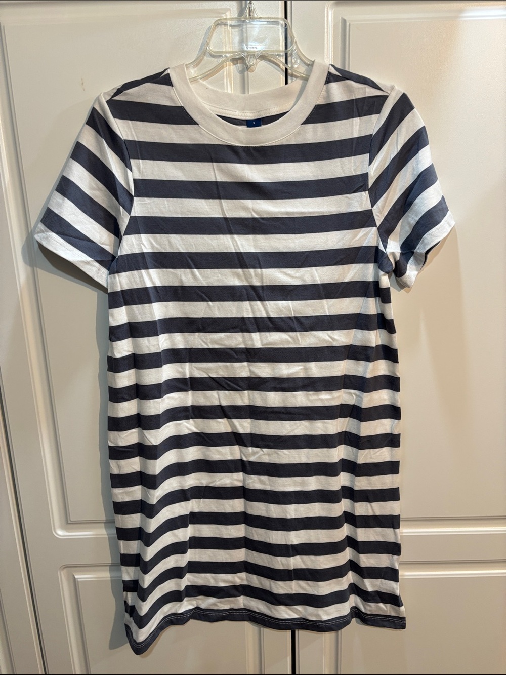 NWOT. Old Navy Navy and White Striped Tee Mini Dress